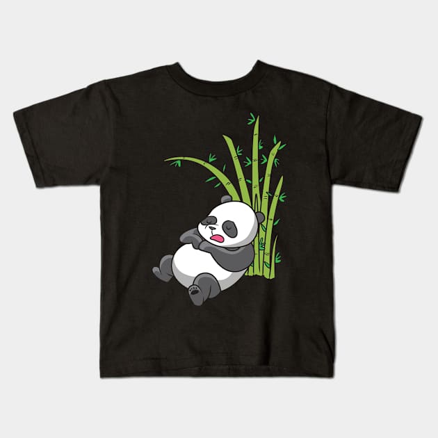 lazy Panda Kids T-Shirt by theanimaldude